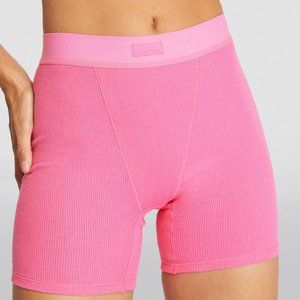 NWT SKIMS Cotton Rib Boxer Shorts Small Pink